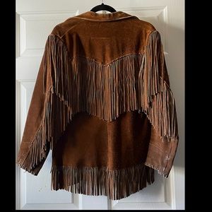Western vintage (genuine) 1970s uni-sex fringe leather/suede jacket